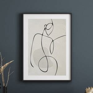 Artistic Line Drawing Abstract Line Drawing Print Neutral Decor Artistic Body Black White Naked