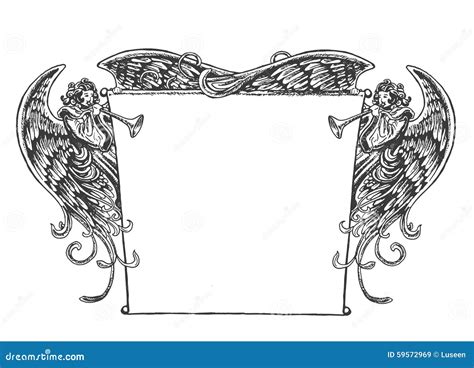 Angel Banner Vintage Style Stock Vector Image