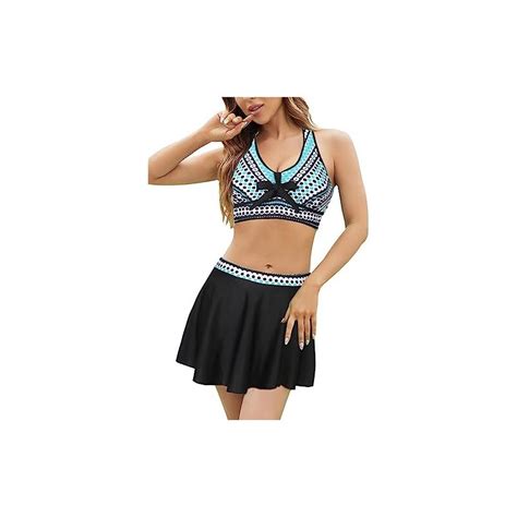Wantonfy Bikini Donna Costume Da Bagno A Due Pezzi Ruched Skirted Costumi Donna Push Up Swimwear
