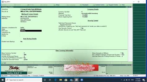 Company Creation In Tally Erp 9 Youtube