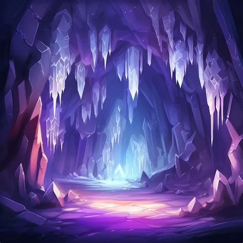 Fundo De Ilustração De Caverna De Cristal Foto Premium