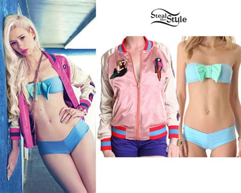 Iggy Azalea Pink Jacket Bow Bandeau Bikini