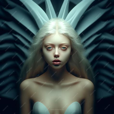 Premium Photo Ethereal 3d Angel Wings Futuristic Woman Portrait And