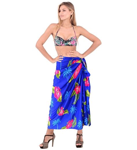 Sarong Bathing Suit Pareo Wrap Bikini Cover Ups Womens Skirt Swimsuit Swimwear Blue CG H OH