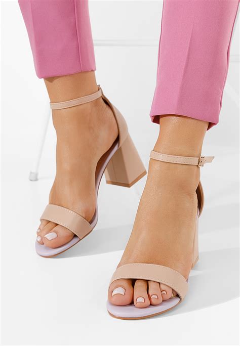 Sandale Cu Toc Gros Vorona Nude Zapatos
