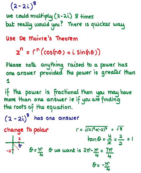 De Moivre's theorem for Complex number to power