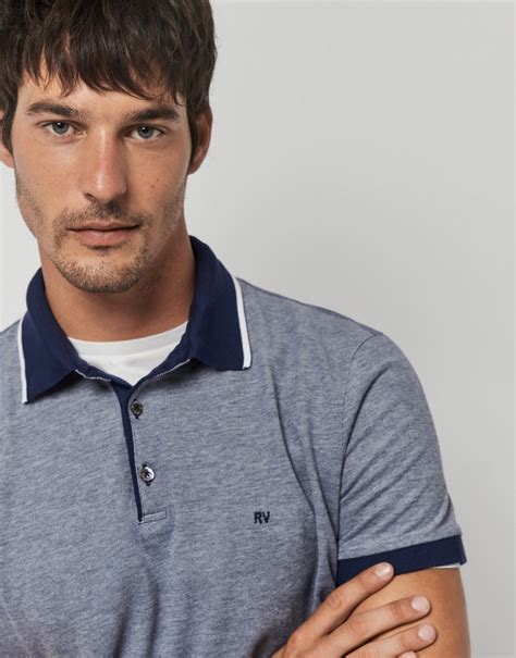 Polo Piqué Bicolor Azul Y Blanco Hombre Roberto Verino