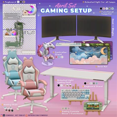 April 2024 Set 2 Gaming Setup Cowbuild In 2024 The Sims 4 Pc