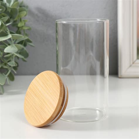 Банка для свечей стекло с крышкой "Цилиндр" прозрачная 300 мл 6,5х6 ...