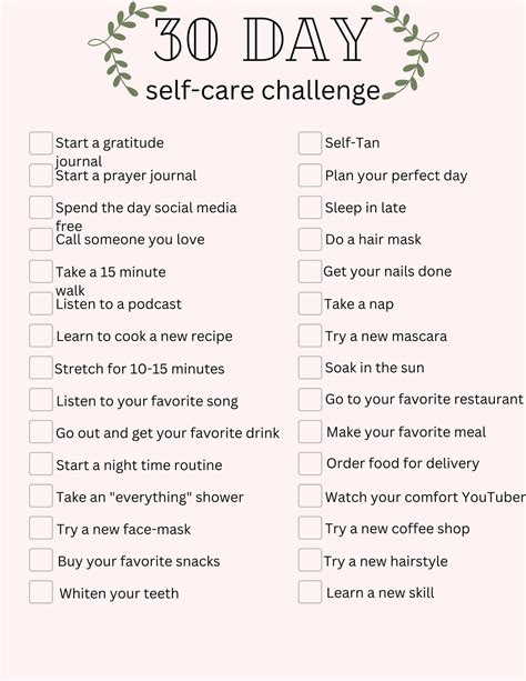 30 Day Self Care Challenge Etsy