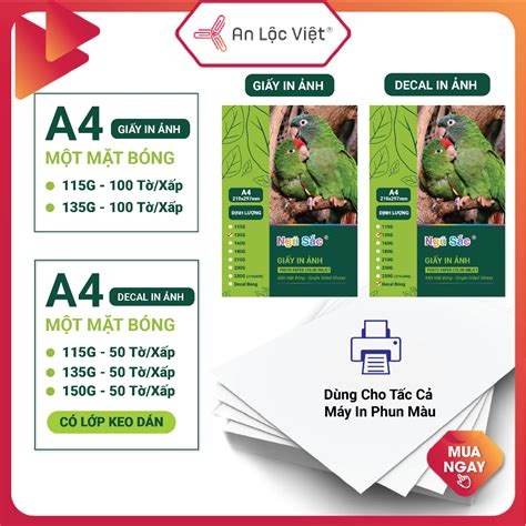 HÀNG MỚI SIÊU HOT Xấp gồm tờ Giấy in ảnh A Định Lượng GSM Mặt Bóng Chất lượng in