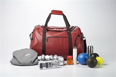 Premium AI Image | Fitness ball gym bag and sport accessories isolated ...
