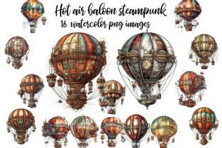 Hot Air Balloon Steampunk Graphic By Retrowalldecor Creative Fabrica