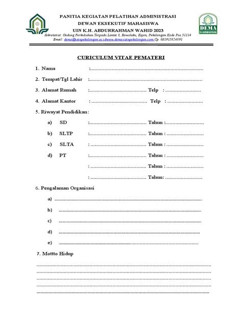 Cv Pemateri Pdf