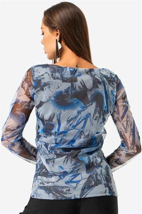 Женский лонгслив сетка Happyfox 6694102 голубой купить оптом в HappyWear.ru