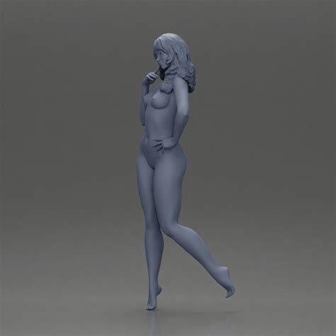 D Printable Naked Woman Posing Playfully By DGeschaft Miniatures Figures