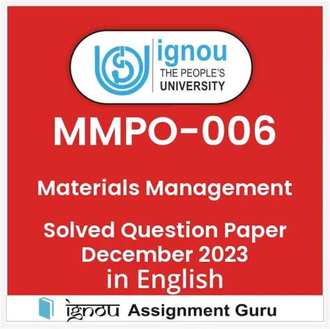 Mmpo Materials Management Solved Question Paper December Free