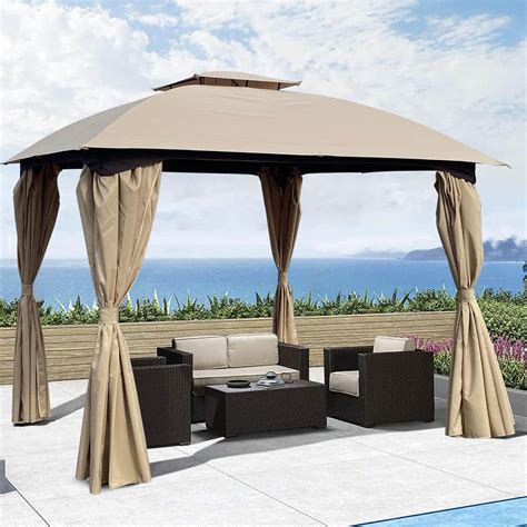 ToolCat 10 Ft X 10 Ft Brown Outdoor Patio Garden Gazebo Canopy With