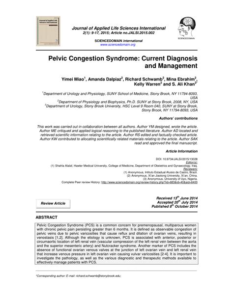 (PDF) Pelvic Congestion Syndrome: Current Diagnosis and Management