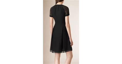 Burberry Pleated Silk Dress In Black Lyst