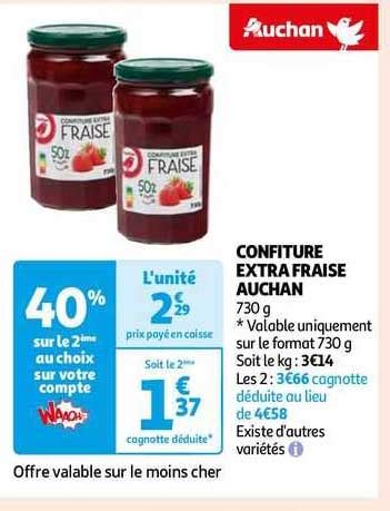 Promo Confiture Extra Fraise Auchan Chez Auchan Icatalogue Fr