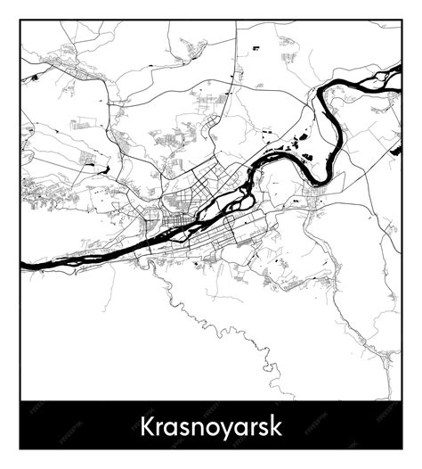 premium vector minimal city map  krasnoyarsk russia asia