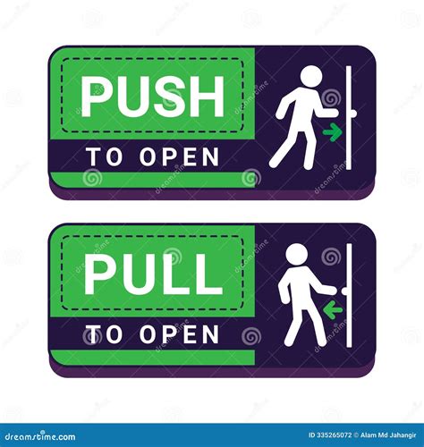 Push To Open and Pull To Open Signage Vector Art Illustration Stock
