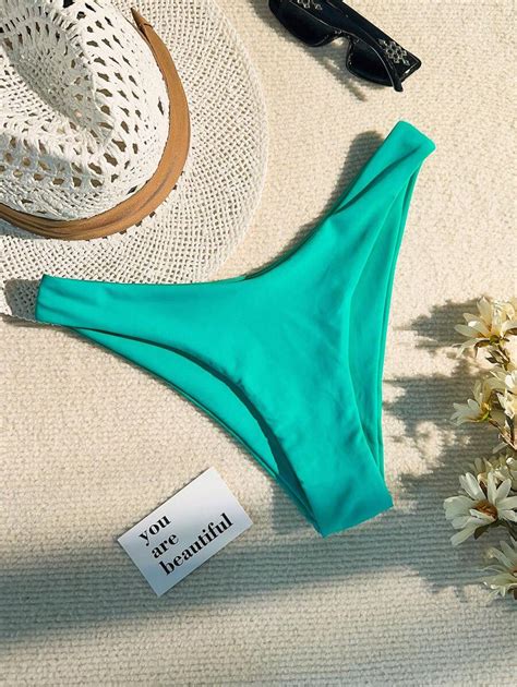 Summer Plain High Cut Bikini Bottom Shein Usa