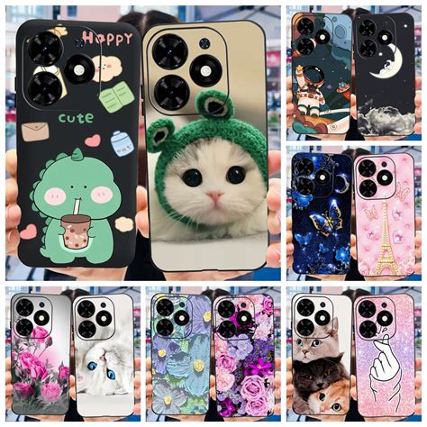 Ốp Điện Thoại Silicone TPU Mềm In Hình Khủng Long Mèo Đáng Yêu Cho Infinix Hot 40i X6528B