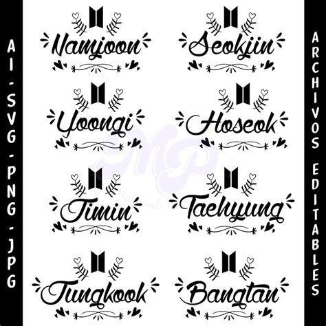 Bts Members Svg Ai Png  Etsy