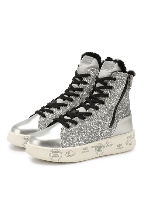 Женские серебряные комбинированные кеды edith PREMIATA купить в ...