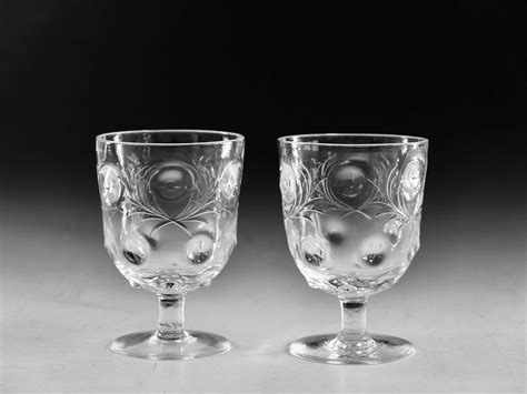 Antique Glass Pair Of Webb Wine Glasses C1906 1935 In Antique Wine Glasses Carafes