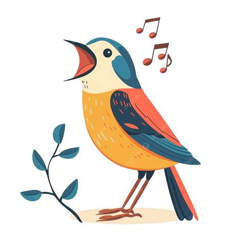 flat color   cartoon bird singing flat design color colour png
