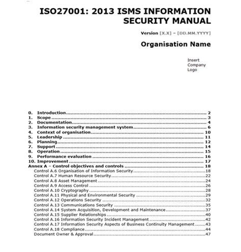 Iso 27001 Information Security Policy Template Free