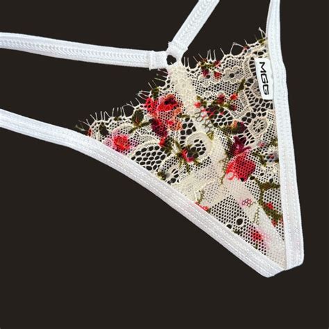 White Roses Lace G String Lingerie Micro Gigi