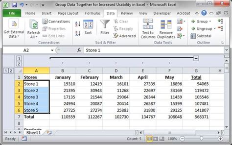 Group Data Together For Increased Readability In Excel