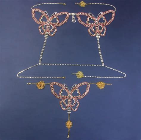 Sexy Butterfly Rhinestone Chain Body Lingerie Set For Women