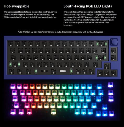 Keychron Q Knob Hot Swap Rgb Barebone Mechanical Keyboard Carbon Black Space Grey Navy Blue