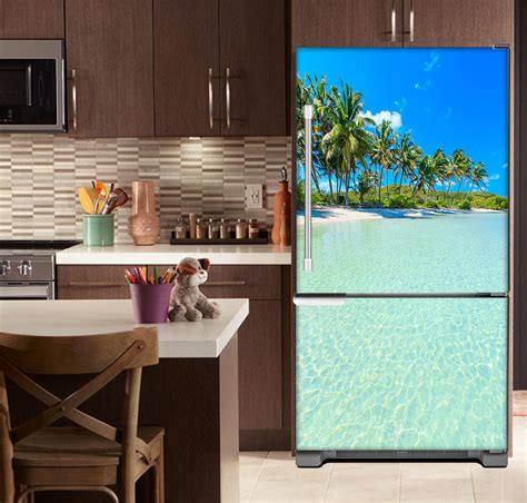 Magnetic Paradise Island Refrigerator Covers Wraps Skins And Panels