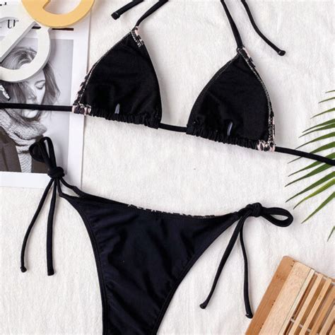 Sexy Lace Up Straps Neck Backless Raised Waist Beach Bikini Swimsuit TD Mercado