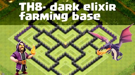 Clash Of Clans Town Hall 8 Dark Elixir Farming Base Youtube