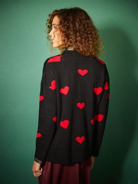 Jersey De Navidad Con Corazones Negro Kiabi