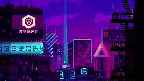 Buildings Neon Lights Sky Background HD Synthwave Wallpapers | HD Wallpapers | ID #84421