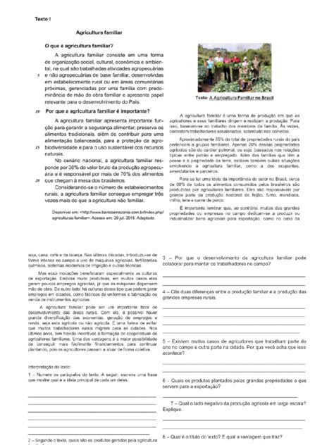 Atividade Sobre Agricultura Familiar 3 Ano Fundamental - Agricultura Familiar Atividade. | PDF