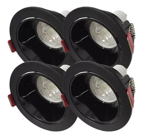 Spot Embutido Redondo Dicro Led Pvc Negro Aerad Pack X