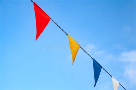 Colorful Triangle Flags On Rope Stock Image Image Of Access Alert