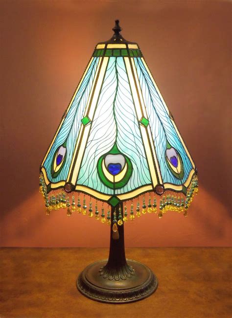 Stained Glass Table Lamp Peacock Etsy