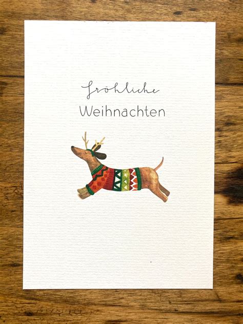 Weihnachtskarte Dackel Weihnachtskarte Weihnachtskarte Handgemacht