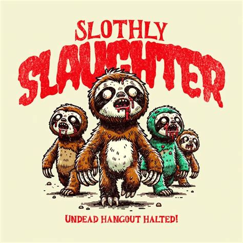 Zombified Sloths T Shirt Design Template Customize It In Kittl