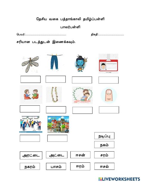 Tamil Online Exercise For Preschool Live Worksheets